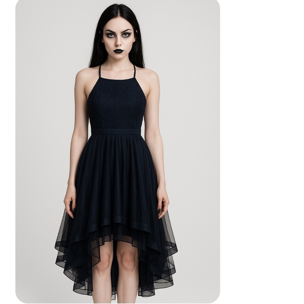 Vintage Y2K City Triangles Sheer Mesh Whimsigoth Edgy Black Dress Goth Witchy 6 - Picture 15 of 15